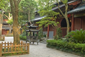 CHINA,  Zhejiang , Putuoshan, Puji Temple outer courtyard. While the temple's origins go back to