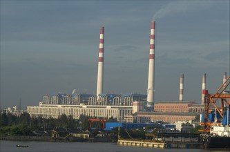 CHINA, Yangtze River, Power station on the Yangtze up river from Shanghai