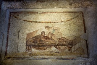 20093695 ITALY Campania Pompeii A scene from a wall in the Lupanare Brothel