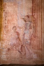 20093699 ITALY Campania Pompeii Fresco on a wall in the Forum area