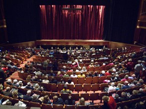 ENGLAND, East Sussex, Brighton, Interior of the Dome concert hall showing the stage with the