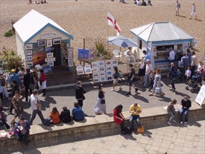 ENGLAND, East Sussex, Brighton, Promenade outside the fishing museum with stall selling fish and