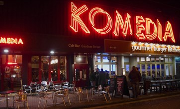 ENGLAND, East Sussex, Brighton, "Exterior of the Komedia theatre, cafe and bar in Gardner Street.