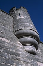 ENGLAND, West Sussex, Arundel, Arundel Castle. Detail of turret on the battlement walls.