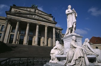 GERMANY, Berlin, The Friedrich Schiller Memorial statue by Reinhold Begas in front of the former