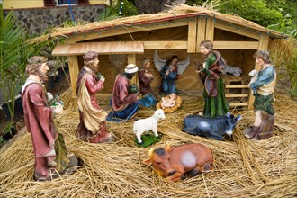 RELIGION, Festivals, Christmas, Outdoor Nativity scene beside the road at Christmas on Canouan