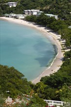 WEST INDIES, Grenada, St George, The aquamarine sea and tree lined white sand of BBC Beach in Morne