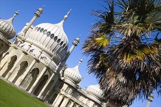 ENGLAND, East Sussex, Brighton, The onion shaped domes of the 19th Century Pavilion designed in the