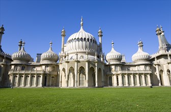 ENGLAND, East Sussex, Brighton, The onion shaped domes of the 19th Century Pavilion designed in the