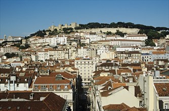 PORTUGAL, Estremadura, Lisbon, "Overlooking the city and Saint Georges Castle from Elevator Santa