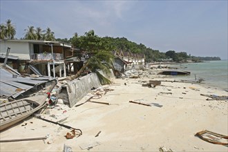 THAILAND, Koh Phi Phi, "What was once paradise is now ruined by the tsunami,beach on koh Phi Phi.