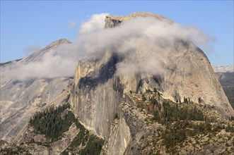 USA, California, Yosemite NP, "Half Dome partially covered in cloud, view from Glacier Point"