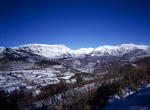 SPAIN, Aragon, Pyrenees, Snow covered mountain Macizo de Posets which is 3369 metres 11033 feet