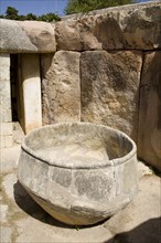 MALTA, Tarxien, Large stone urn in the Tarxien archaeological site
