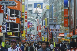 JAPAN, Honshu, Tokyo, "Shibuya, Center Gai, main shopping area, Sunday crowds and multitude of shop