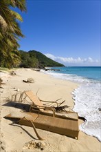 WEST INDIES, St Vincent & The Grenadines, Canouan, South Glossy Beach in Glossy bay with two
