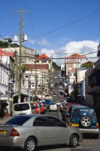 WEST INDIES, Grenada, St George, Traffic jam in Cross Street in the capital on market day.
