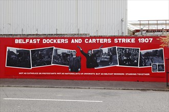 IRELAND, North, Belfast, "Falls Road, Mural commemorating the Dockers strike of 1907"