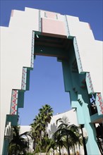 USA, California, Los Angeles, "Retro style design detail, Beverly Hills Civic Centre"