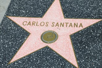 USA, California, Los Angeles, "Carlos Santana Star detail, Hollywood Walk of Fame"