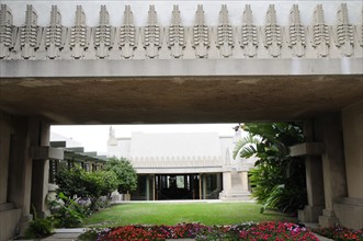 USA, California, Los Angeles, Hollyhock House exterior with courtyard