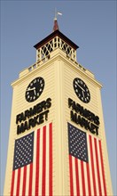 USA, California, Los Angeles, Farmers Market clock tower