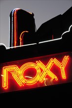 USA, California, Los Angeles, "Roxy club sign, Sunset Boulevard"