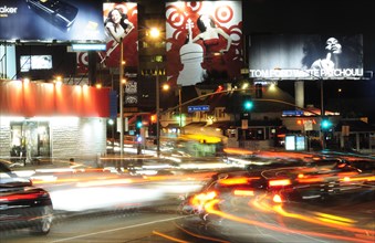 USA, California, Los Angeles, "Street scene, Sunset Boulevard at night"