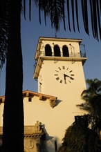 USA, California, Santa Barbara, County Courthouse with palm.