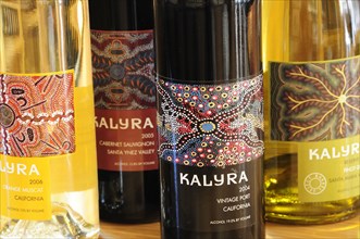 USA, California, Santa Barbara, "Selection of local wines, Kalyra Winery."