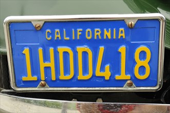 USA, California, Los Angeles, "Car number plate, Santa Monica"