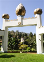 USA, California, Los Angeles, "Golden Lotus Archway, Self Realization Lake Shrine, Pacific