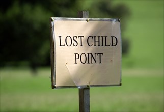 ENGLAND, West Sussex, West Dene, A sign reading Lost Child Point.