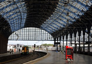 ENGLAND, East Sussex, Brighton, Newly refurbished mainline railway station interior.