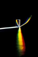 SCIENCE, Light, Refraction, Light refracted through prism showing full spectrum of colour.