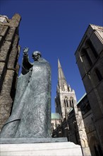 ENGLAND, West Sussex, Chichester, Statue of Saint Richard outside the Cathedral.