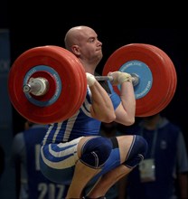 SPORT, Weights, Lifting, "Weight Lifting 94Kg, Tommy Yule winning Bronze medal during Melbourne
