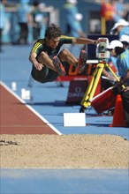 SPORT, Athletics, Long Jump, "Australian Fabrice Lapierre during the long Jump in mid leap. 2006