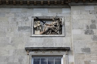ENGLAND, East Sussex, Lewes, "High Street, Crown Court Building, details of carving."