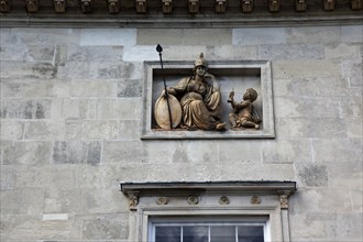 ENGLAND, East Sussex, Lewes, "High Street, Crown Court Building, details of carving."