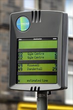 SCOTLAND, Lothian, Edinburgh, Bus Stop real time elctronic tracker to give time of next bus.