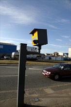 ENGLAND, West Sussex, Shoreham-by-Sea, Gatso traffic speed camera on main road.