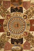 ITALY, Tuscany, Siena, Decorative Ceiling of Dwelling.