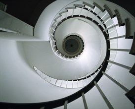 England, East Sussex, Brightling, Spiral staircase leading up to The Observatory designed by Sir