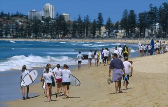 Australia, New South Wales, Sydney, Manly beach surf class.