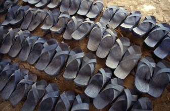 Kenya, Dadaab, Rubber sandals made from recycled car tyres.