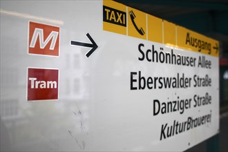 Germany, Berlin, U-Bahn sign at Schonhauser Allee.