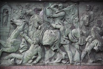 Germany, Berlin, Tiergarten, Frieze at the base of the Victory Column.