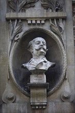 Poland, Krakow, Bust of Julius Mossak on the Palace of Arts built in 1901 for the Society of Fine
