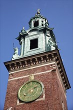 Poland, Krakow, the clock tower of Wawel Cathedral.